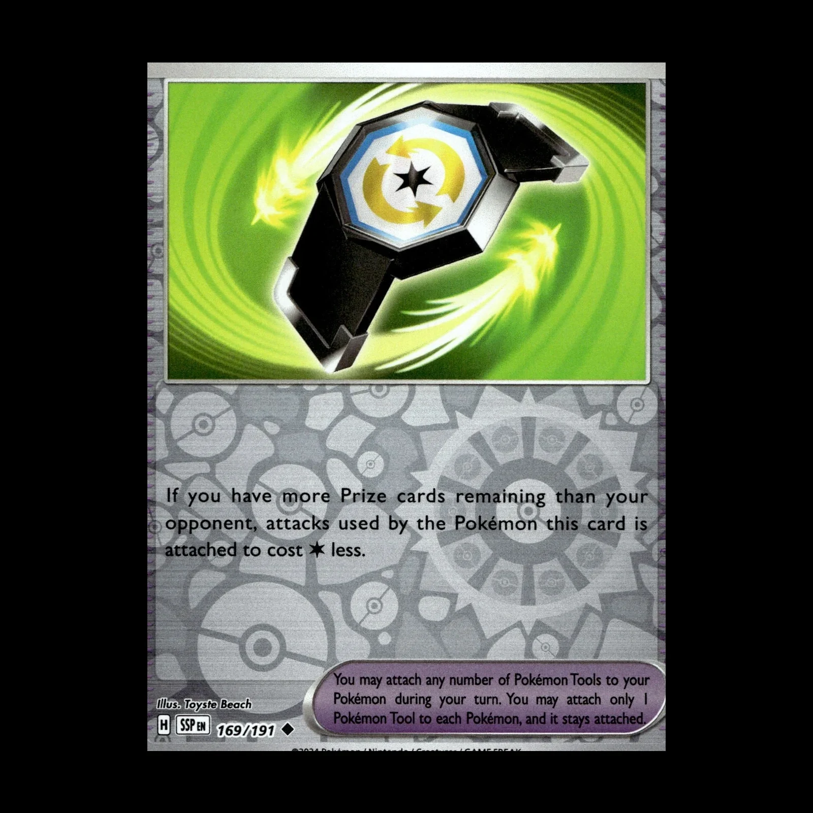 Referentieafbeelding Counter Gain 169/191 uit Surging Sparks Reverse Holo Near Mint conditie Pokémon kaart productfoto