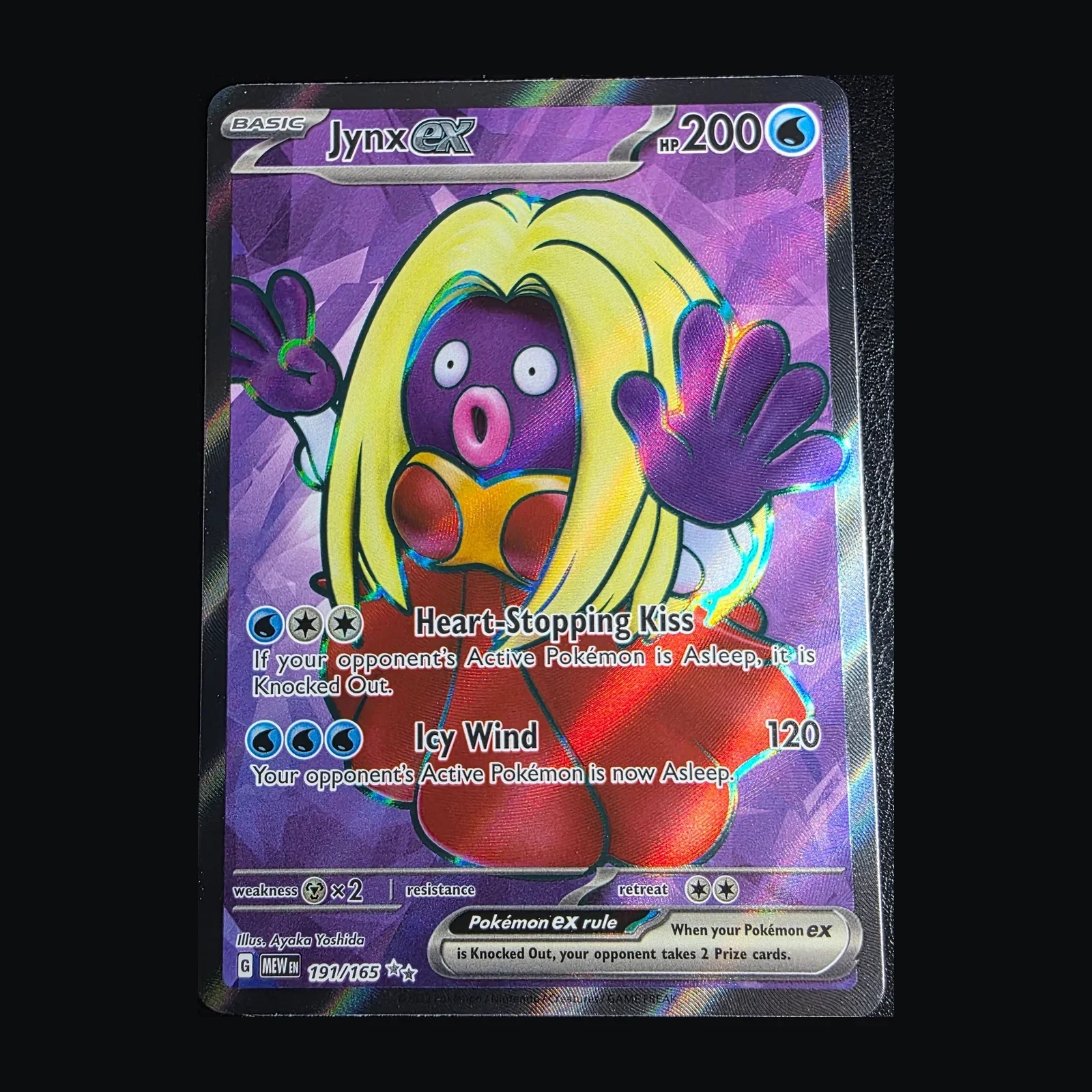 Referentieafbeelding Jynx ex 191/165 uit 151 Holo Near Mint conditie Pokémon kaart productfoto