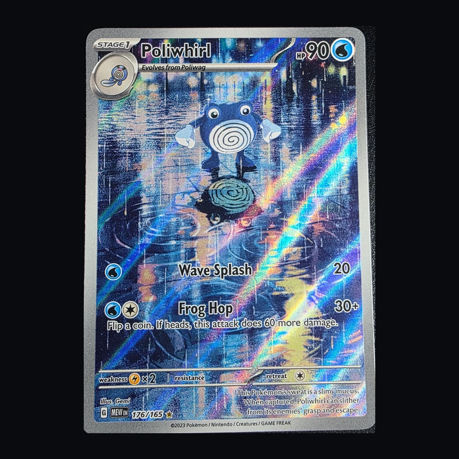 Referentieafbeelding Poliwhirl 176/165 uit 151 Holo Near Mint conditie Pokémon kaart productfoto
