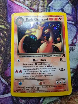 Referentieafbeelding Dark Charizard 4/82 uit Team Rocket Rare Holo Played conditie Pokémon kaart productfoto