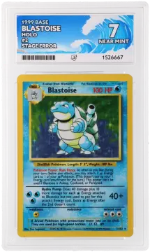 Referentieafbeelding Blastoise Stage Error 2/102 uit Base Set Holo Near Mint conditie Pokémon kaart productfoto