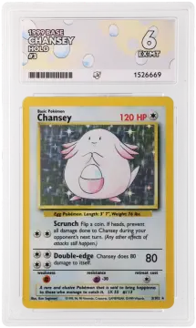 Referentieafbeelding Chansey 3/102 uit Base Set Holo Excellent + conditie Pokémon kaart productfoto EX+ 2