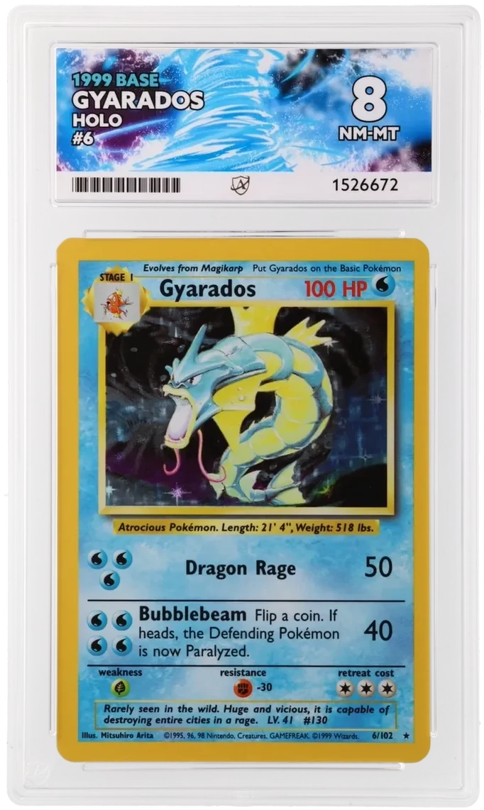 Referentieafbeelding Gyarados 6/102 uit Base Set Holo Mint conditie Pokémon kaart productfoto MT 2