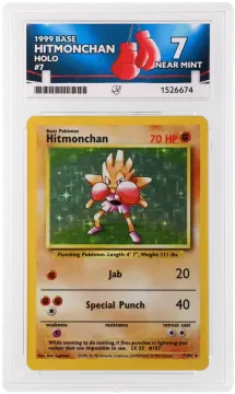 Referentieafbeelding Hitmonchan 7/102 uit Base Set Holo Near Mint conditie Pokémon kaart productfoto