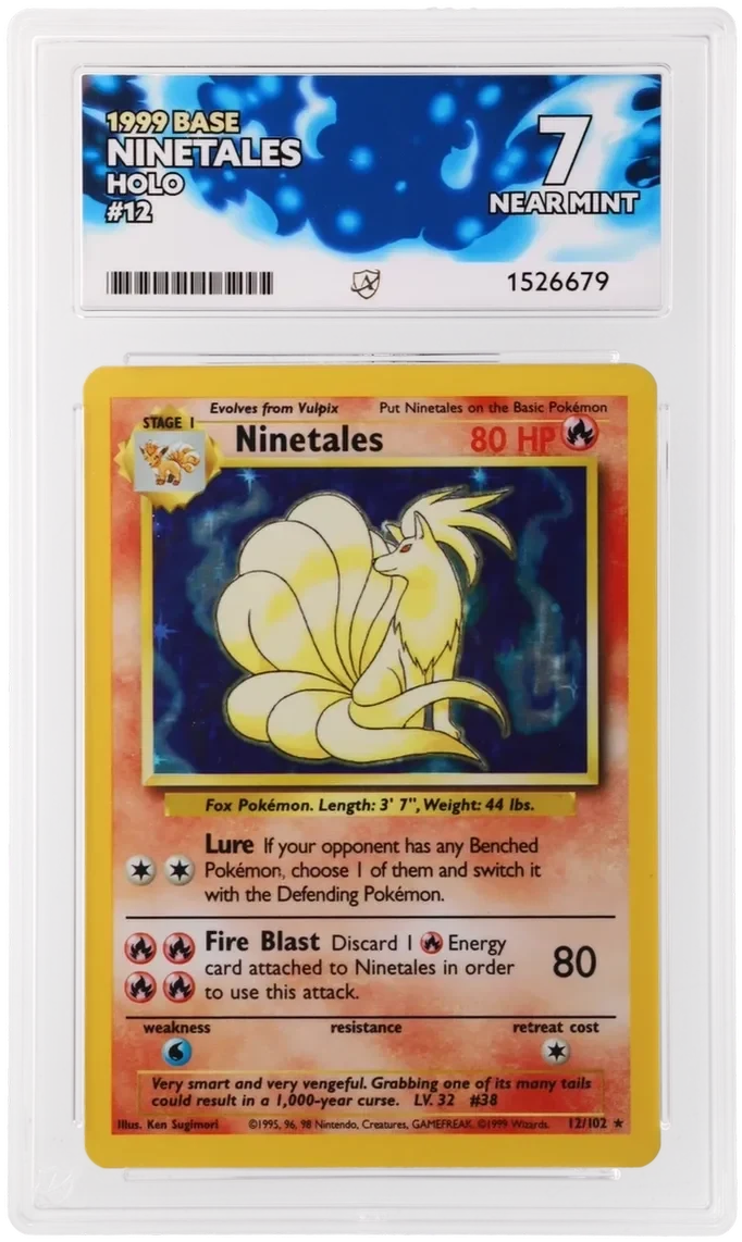 Referentieafbeelding Ninetales 12/102 uit Base Set Holo Near Mint conditie Pokémon kaart productfoto NM 1/2