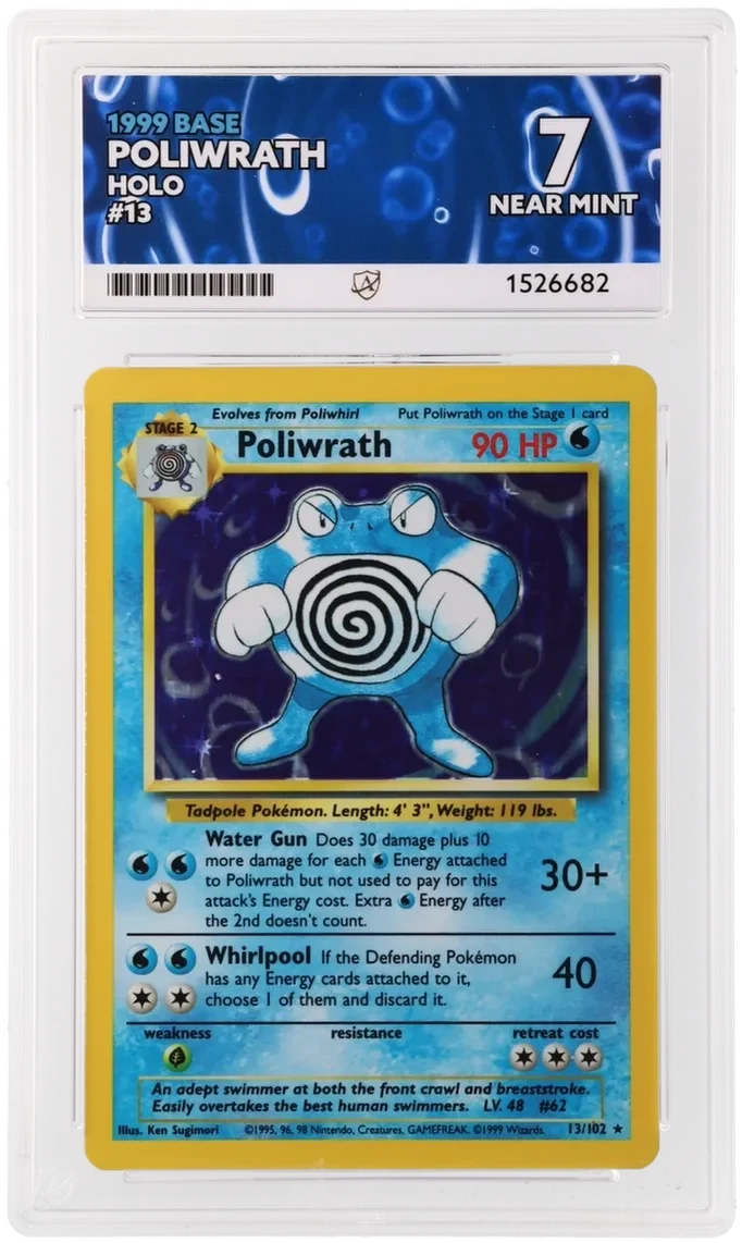 Referentieafbeelding Poliwrath 13/102 uit Base Set Holo Near Mint conditie Pokémon kaart productfoto