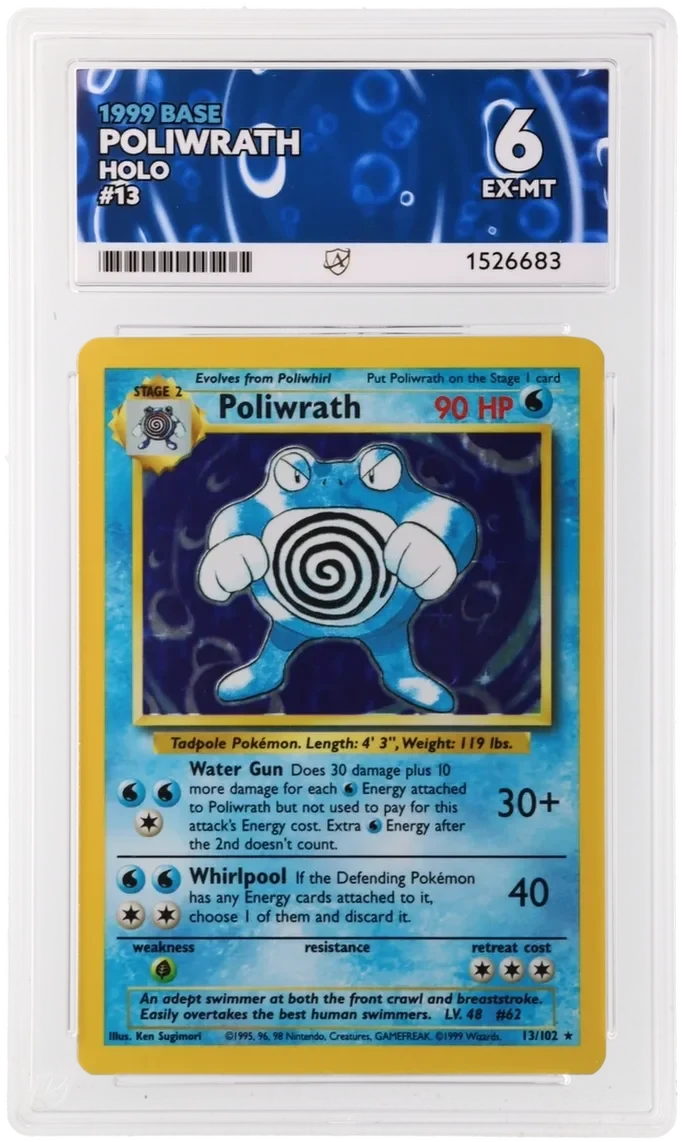Referentieafbeelding Poliwrath 13/102 uit Base Set Holo Excellent + conditie Pokémon kaart productfoto EX+ 2
