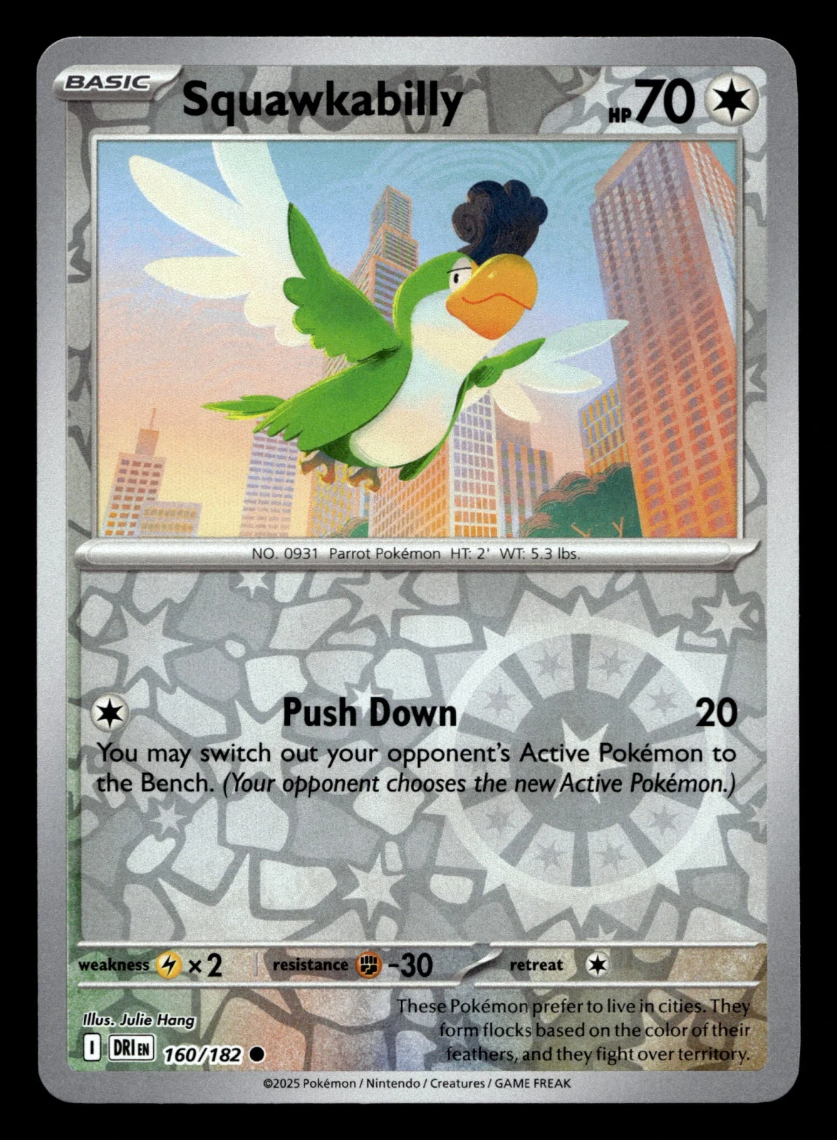 Voorkant Squawkabilly 160/182 uit Destined Rivals Common Near Mint conditie Pokémon kaart productfoto