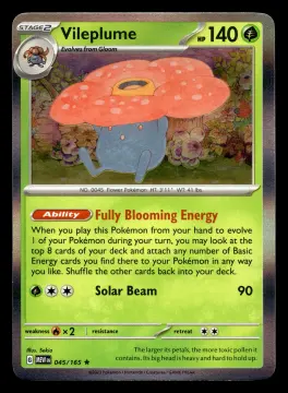 Voorkant Vileplume 45/165 uit 151 Rare Near Mint conditie Pokémon kaart productfoto