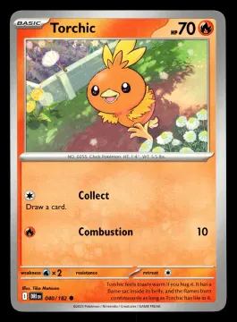 Voorkant Torchic 40/182 uit Destined Rivals Common Near Mint conditie Pokémon kaart productfoto