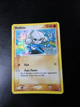 Referentieafbeelding Meditite Stamped 56/100 uit Crystal Guardians Common Played conditie Pokémon kaart productfoto