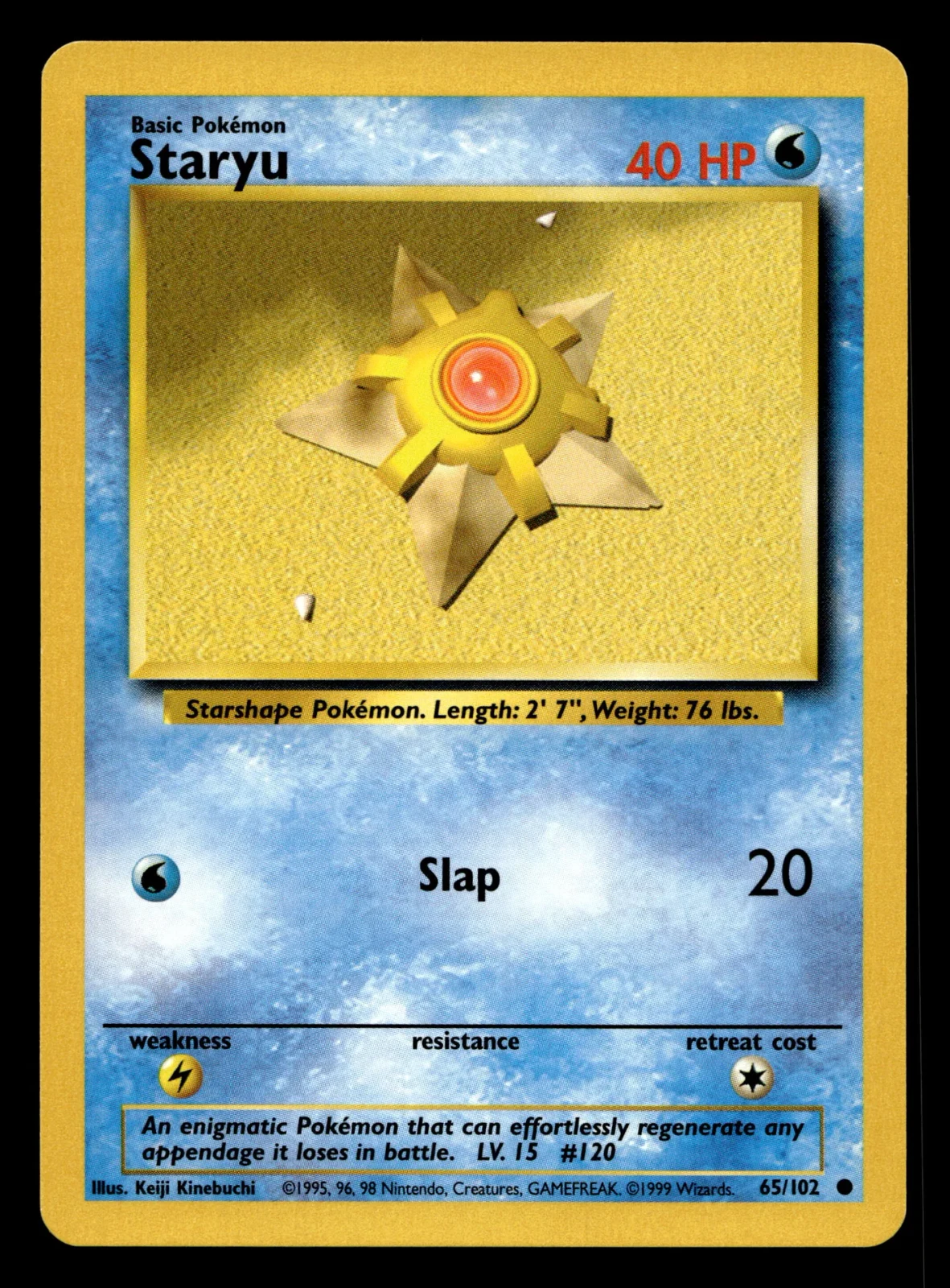 Voorkant Staryu 65/102 uit Base Set Common Near Mint - conditie Pokémon kaart productfoto NM- 2/2