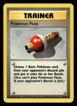 Voorkant Pokémon Flute 86/102 uit Base Set Uncommon Near Mint conditie Pokémon kaart productfoto NM 1