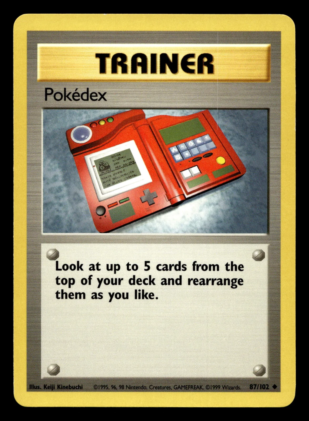 Voorkant Pokédex 87/102 uit Base Set Uncommon Near Mint - conditie Pokémon kaart productfoto NM- 1