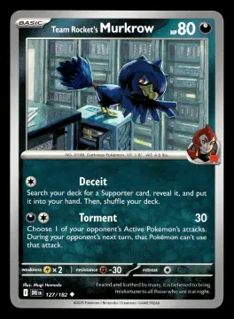 Voorkant Team Rocket's Murkrow 127/182 uit Destined Rivals Uncommon Near Mint conditie Pokémon kaart productfoto