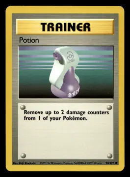 Voorkant Potion 94/102 uit Base Set Common Near Mint + conditie Pokémon kaart productfoto NM+ 1/2