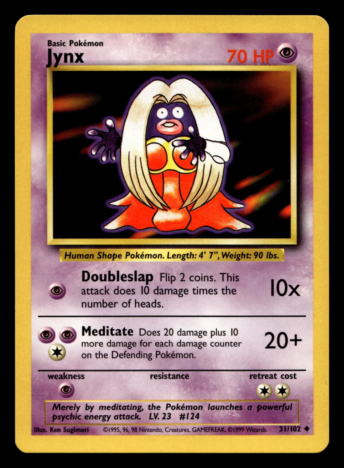 Voorkant Jynx 31/102 uit Base Set Uncommon Near Mint - conditie Pokémon kaart productfoto NM- 1