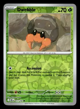 Voorkant Dwebble 11/182 uit Destined Rivals Common Near Mint conditie Pokémon kaart productfoto