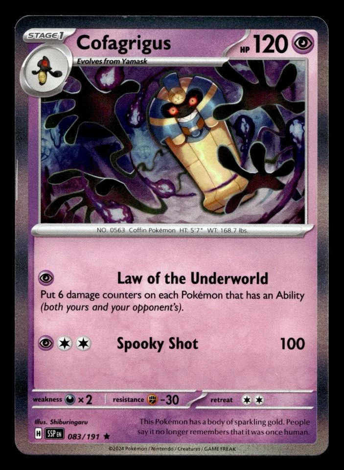 Cofagrigus #83 uit Surging Sparks Rare Near Mint conditie productfoto