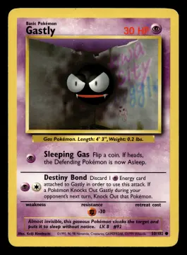 Voorkant Gastly 50/102 uit Base Set Common Near Mint conditie Pokémon kaart productfoto NM 1/2