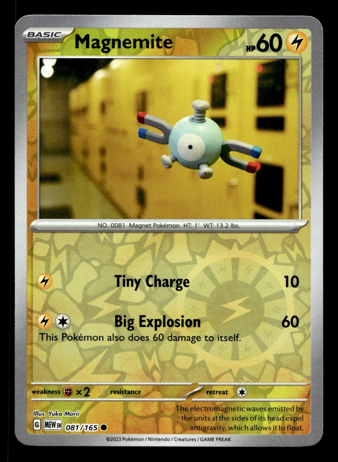 Voorkant Magnemite 81/165 uit 151 Common Near Mint conditie Pokémon kaart productfoto