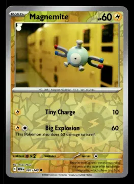 Voorkant Magnemite 81/165 uit 151 Common Near Mint conditie Pokémon kaart productfoto