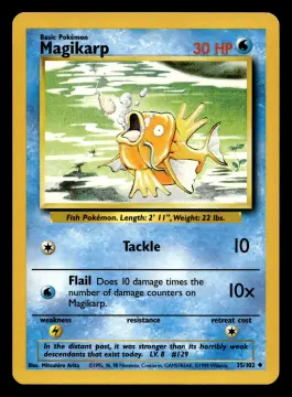 Voorkant Magikarp 35/102 uit Base Set Uncommon Near Mint conditie Pokémon kaart productfoto NM 1