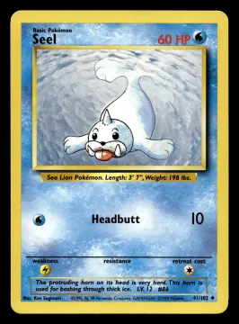 Voorkant Seel 41/102 uit Base Set Uncommon Near Mint - conditie Pokémon kaart productfoto NM- 1