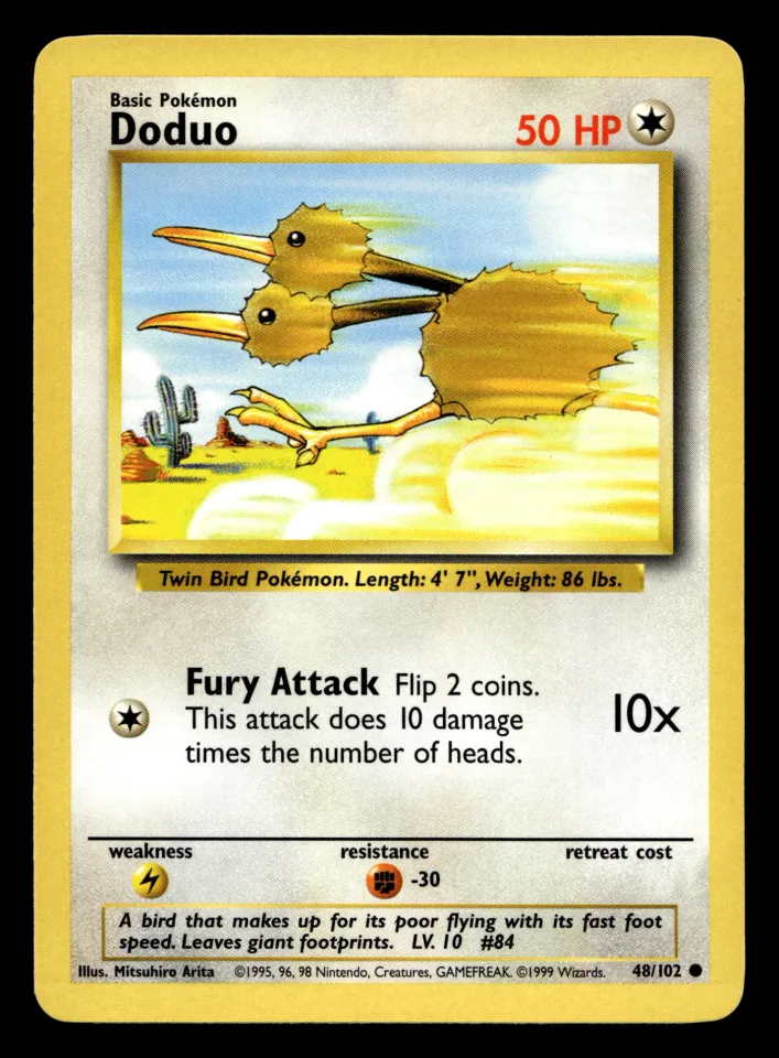 Doduo #48 uit Base Set Common Near Mint conditie productfoto