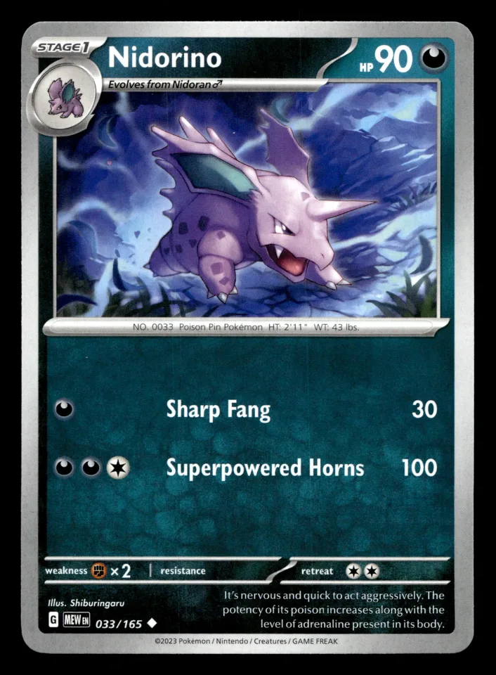 Nidorino #33 uit 151 Uncommon Near Mint conditie productfoto