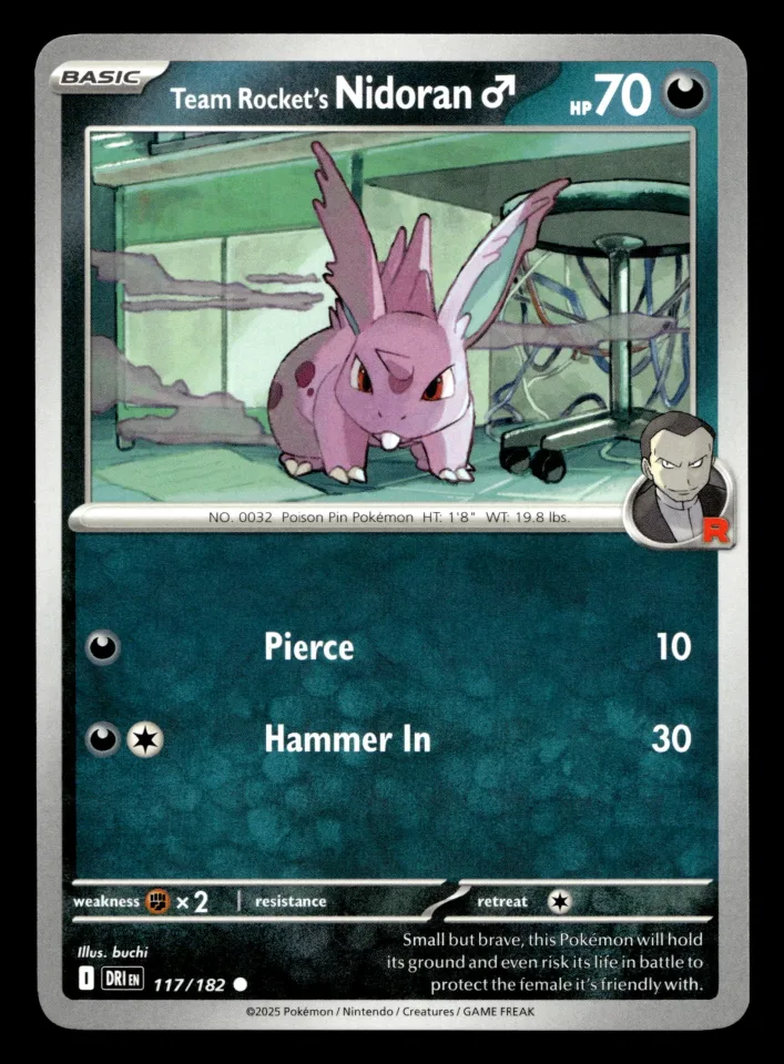 Team Rocket's Nidoran♂ #117 uit Destined Rivals Common Near Mint conditie productfoto