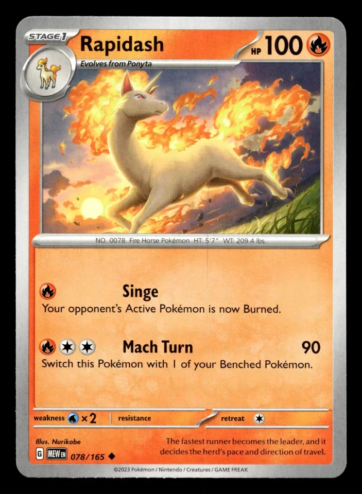 Rapidash #78 uit 151 Uncommon Near Mint conditie productfoto