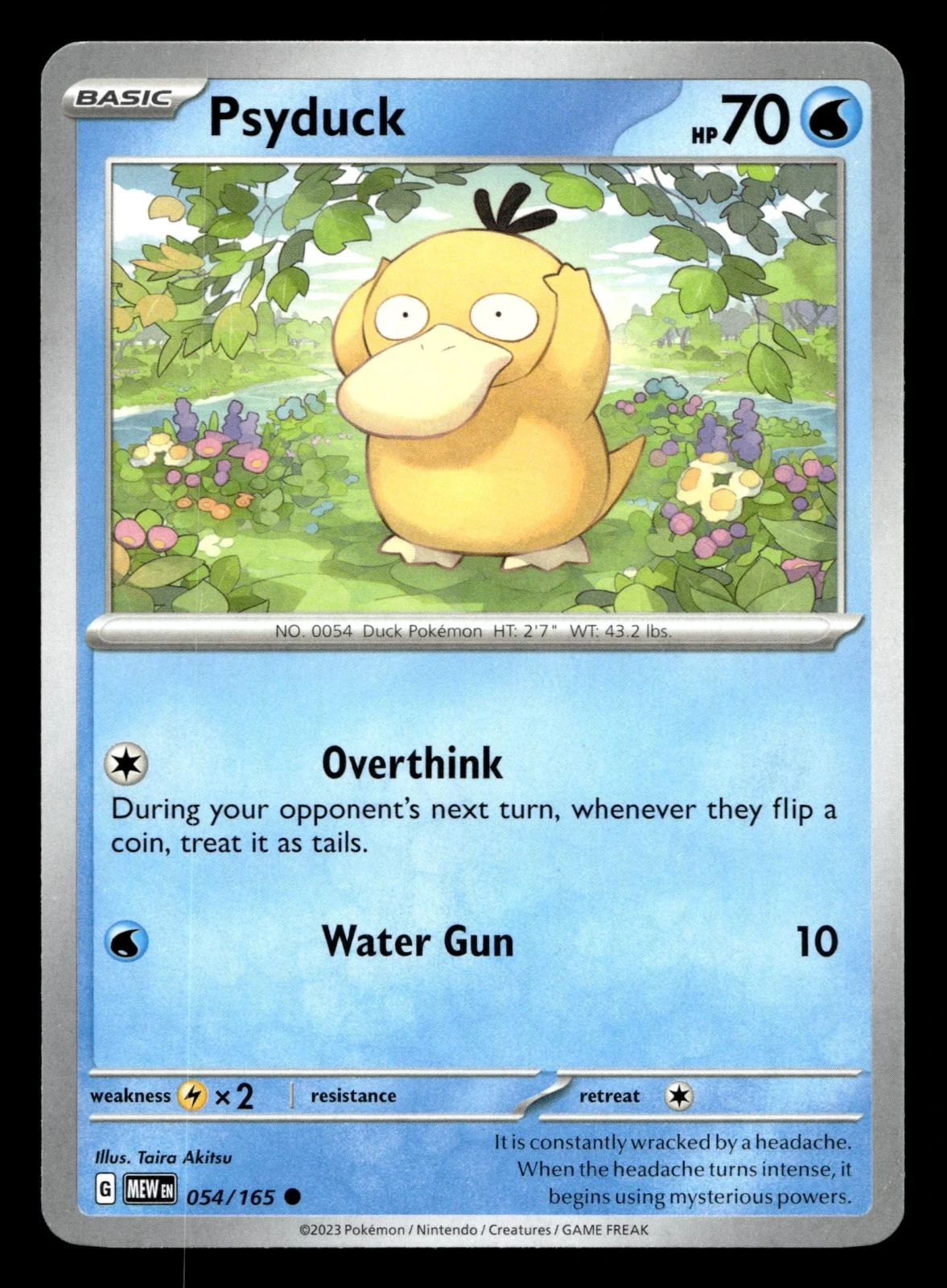 Voorkant Psyduck 54/165 uit 151 Common Near Mint conditie Pokémon kaart productfoto