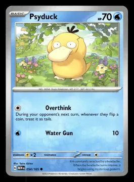 Voorkant Psyduck 54/165 uit 151 Common Near Mint conditie Pokémon kaart productfoto