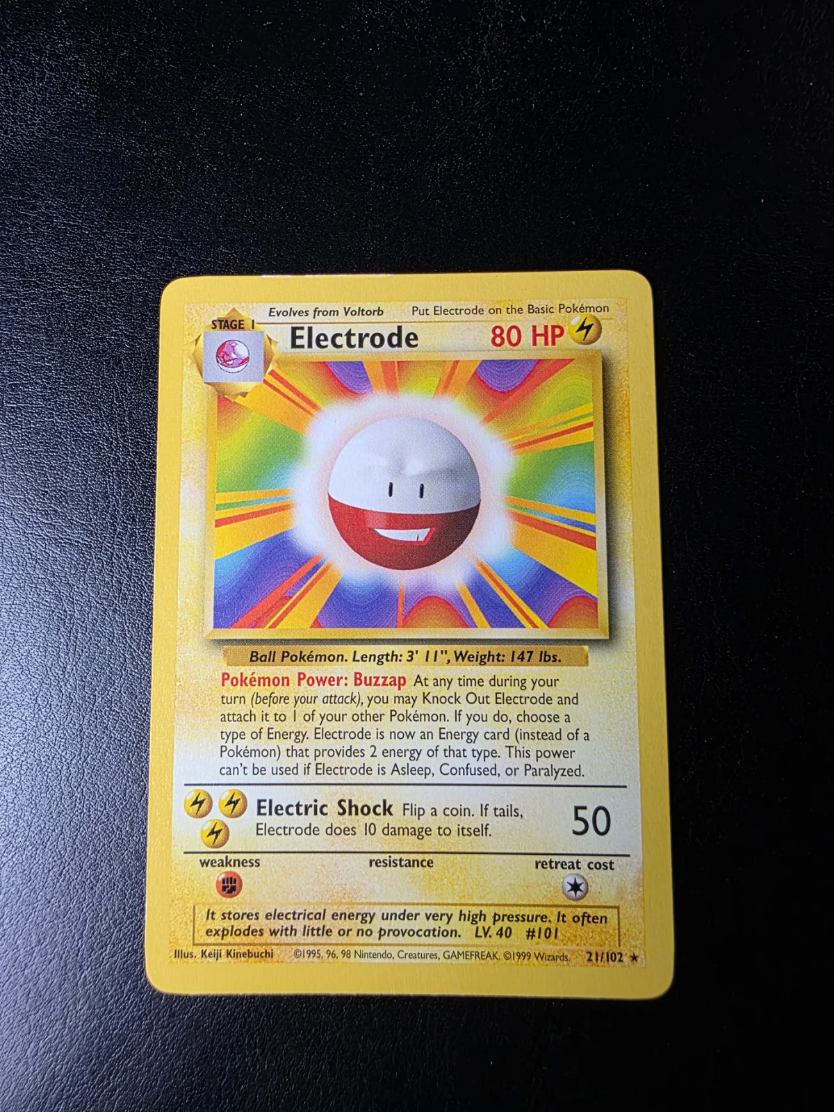 Voorkant Electrode 21/102 uit Base Set Rare Near Mint - conditie Pokémon kaart productfoto NM- 2/2