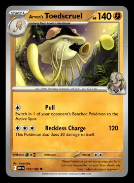 Voorkant Arven's Toedscruel 110/182 uit Destined Rivals Uncommon Near Mint conditie Pokémon kaart productfoto
