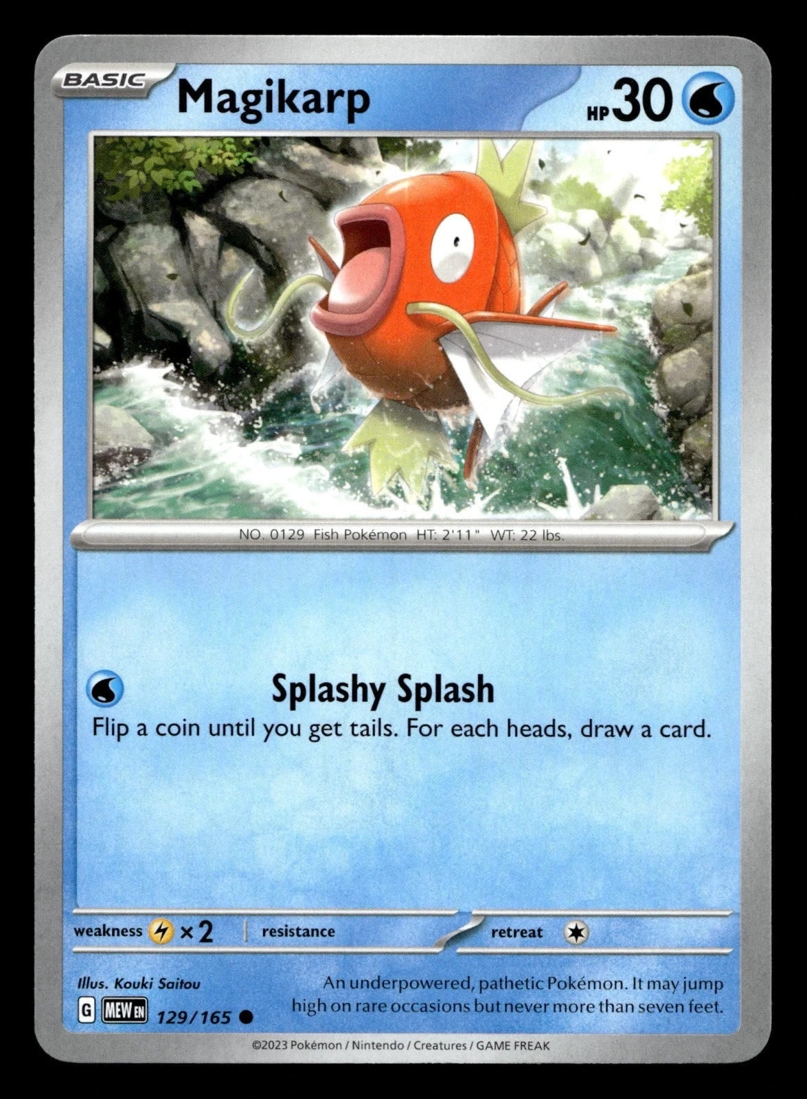 Voorkant Magikarp 129/165 uit 151 Common Near Mint conditie Pokémon kaart productfoto