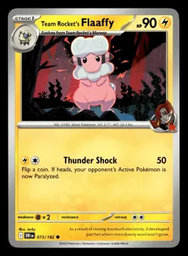 Voorkant Team Rocket's Flaaffy 73/182 uit Destined Rivals Common Near Mint conditie Pokémon kaart productfoto