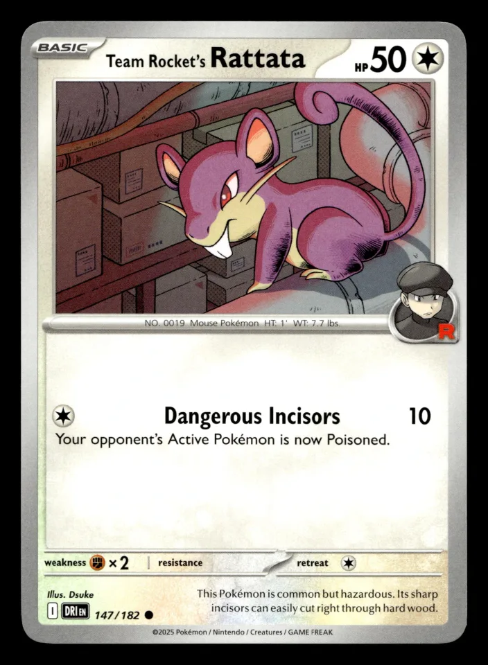 Team Rocket's Rattata #147 uit Destined Rivals Common Near Mint conditie productfoto