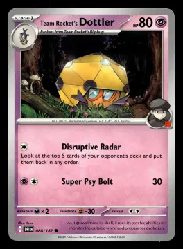 Voorkant Team Rocket's Dottler 88/182 uit Destined Rivals Common Near Mint conditie Pokémon kaart productfoto