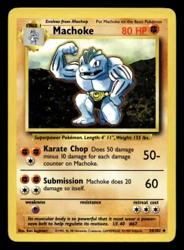 Voorkant Machoke 34/102 uit Base Set Uncommon Near Mint - conditie Pokémon kaart productfoto NM- 1/3
