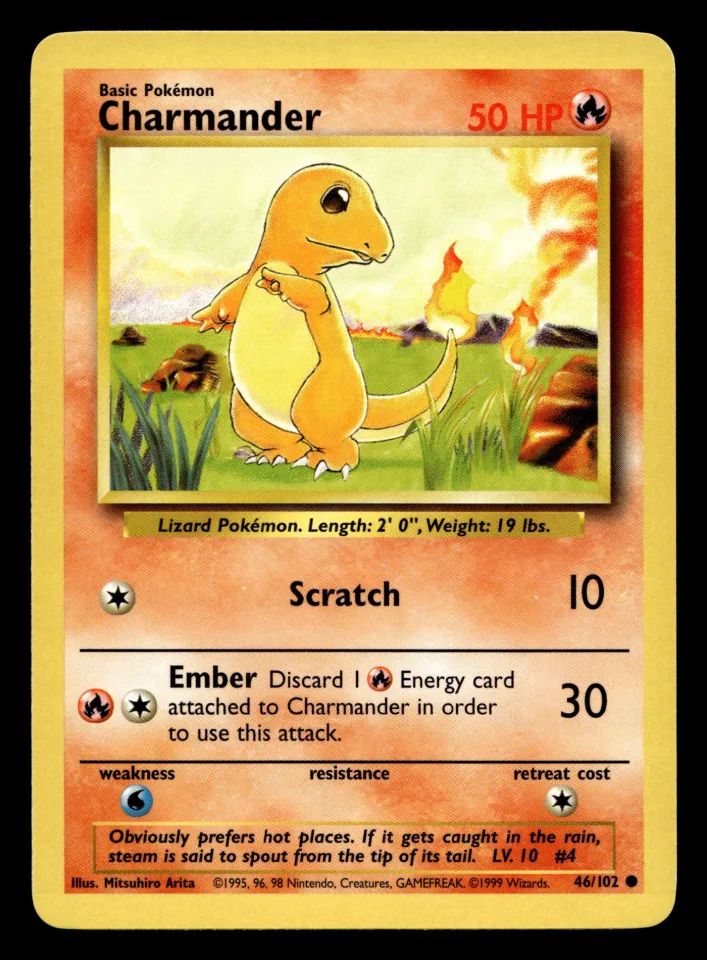 Charmander #46 uit Base Set Common Excellent + conditie productfoto