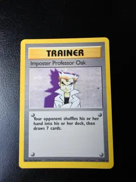 Voorkant Impostor Professor Oak 73/102 uit Base Set Rare Near Mint - conditie Pokémon kaart productfoto NM- 1