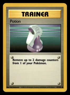 Voorkant Potion 94/102 uit Base Set Common Near Mint conditie Pokémon kaart productfoto NM 3/3
