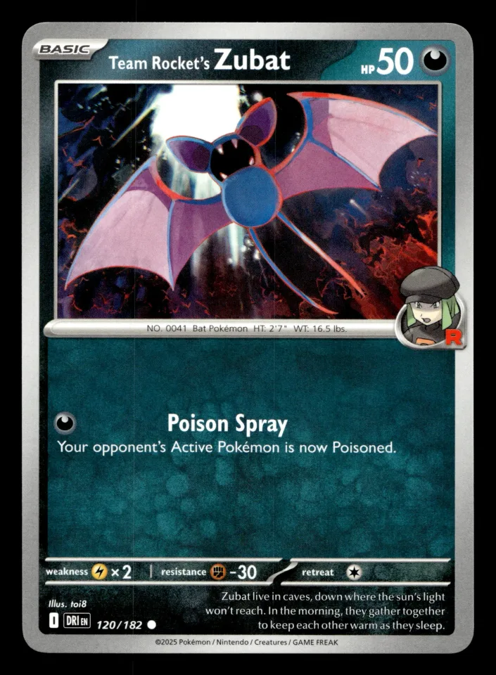 Team Rocket's Zubat #120 uit Destined Rivals Common Near Mint conditie productfoto