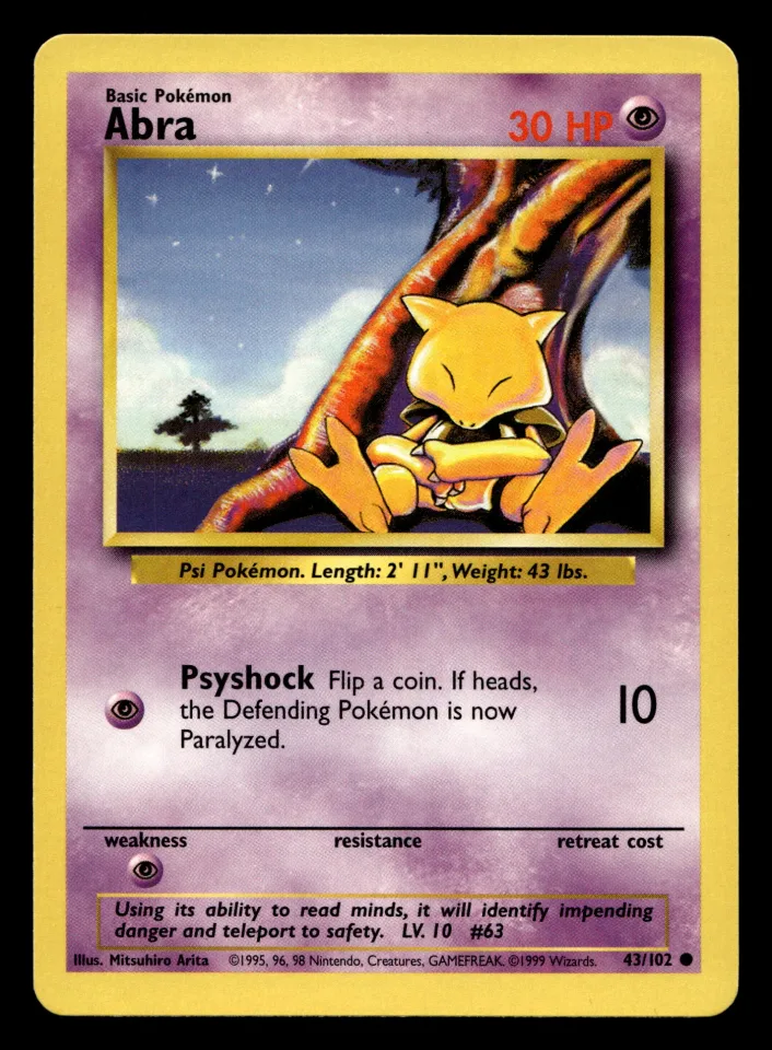 Abra #43 uit Base Set Common Excellent + conditie productfoto