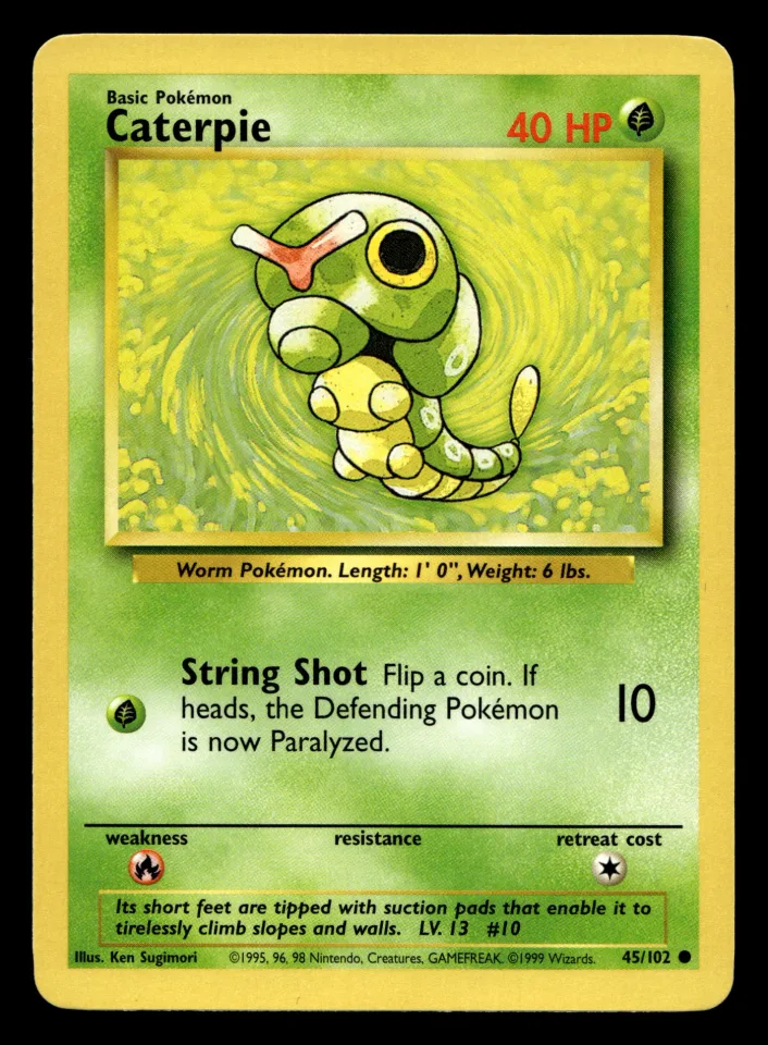 Caterpie #45 uit Base Set Common Near Mint - conditie productfoto