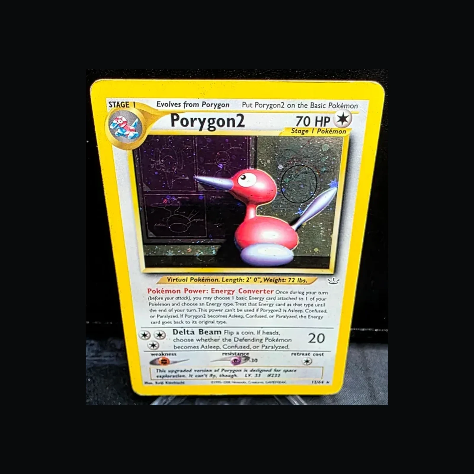 Referentieafbeelding Porygon2 12/64 uit Neo Revelation Rare Holo Light Played conditie Pokémon kaart productfoto