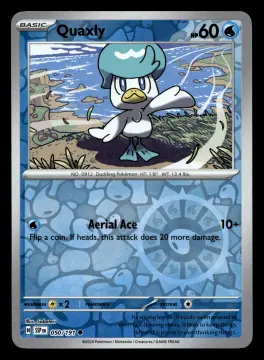 Voorkant Quaxly 50/191 uit Surging Sparks Common Near Mint conditie Pokémon kaart productfoto