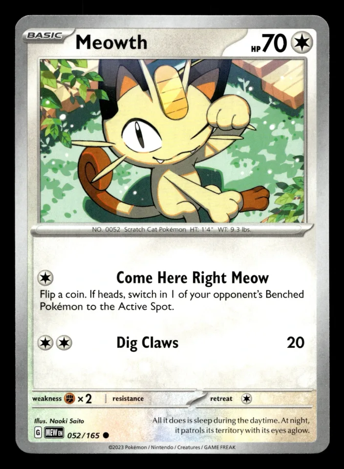 Meowth #52 uit 151 Common Near Mint conditie productfoto